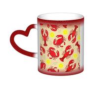 Lobster and Crab Print Ceramic Mug, Black to White Thermochromic Coffee Cup for Home Office Cafe