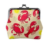 Lobster and Crab Print Compact Coin Purse 4.52 x 4.13in Cute Mini Wallet with Kiss Lock Waterproof Pouch