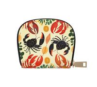 Lobster And Crab Printed Card Holder Wallet, Women's PU Leather Card Case Wallet & Pocket Wallet