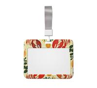 Lobster and Crab Printed ID Badge Holder with Lanyard, Clear Plastic Badge Holder for Work, School, Hospital, Security - Water Resistant & Dirt Proof