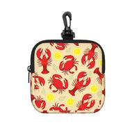 Lobster and Crab Square Zipper Pouch with All-Over Print,Waterproof Rubber-Fabric, Lightweight Durable Small Organizer Bag for Coins, Cards, Keys