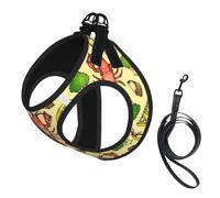 Lobster And Lemon Print Dog Harness Small Sized And Leash Set, Step In Soft Light Puppy Vest Breathable Mesh Pet Harness