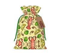 Lobster And Lemon Print Small Drawstring Pouch For Gifts,Reusable Gift Bag,For Holiday And Party Presents