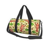 Lobster and Lemon Print Travel Duffel Bag, Foldable Gym Bag Overnight Weekend Bags for Women, Large Holdall Bag Cabin Bag for Sports and Travel