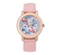 Lobster and Waves Funny Women's Wrist Watches | Leather Strap Analog Quartz Casual Wristwatch