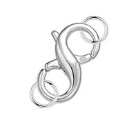 Lobster Clasp Double Opening Silver Lobster Clasp with Jump Rings Sterling Silver Necklace Clasp Connector Bracelet Clasp for DIY Jewelry Repair Kit 0.55 x 0.24 Inch
