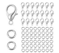 Lobster Clasps, 250 PCS Silver Lobster Claw Clasps with 4mm Open Jump Rings Jewellery Making Kit, Metal Lobster Clasps Rings Connector for DIY Craft Jewelry Chains Making Claps