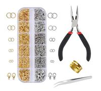 Lobster Clasps Set,1443 PCS Complete Jewellery Making Kit with Lobster Clasps Jump Rings for DIY Bracelet and Necklace Crafting Includes Pliers and Tweezers for Repair and Closures