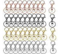 Lobster Claw Clasp Keychain,Metal Lobster Clasp Swivel Trigger Clips with Flat Split Ring Swivel Trigger Clips for Jewelry DIY Craft Making (4 Colors)