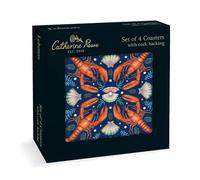 Lobster Coasters Catherine Rowe Stylish Shellfish Print - Set of 4 Cork Backing
