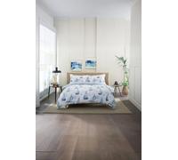 Lobster Creek Solent Duvet Cover Set Nautical Sailing Boat Design w/ Fresh White Background & Stripe Reverse - 100% Cotton Coastal Bedding for a Lobster Cr lue Single