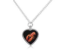 Lobster Cute Pet Memorials Necklace Silver Funerary Ashes Heart Shaped Pendant for Dog Cat Lover