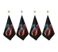 Lobster Diving with Scuba Diver Cute Hanging Hand Towels Quick Dry Bathroom & Kitchen Dish Cloth with Loop
