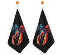 Lobster Diving with Scuba Diver Cute Hanging Hand Towels Quick Dry Bathroom & Kitchen Dish Cloth with Loop