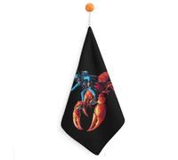Lobster Diving with Scuba Diver Cute Hanging Hand Towels Quick Dry Bathroom & Kitchen Dish Cloth with Loop