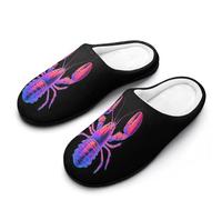 Lobster Glowing Cotton Slipper Cozy Plush Slippers Indoor House Closed Toe Shoes Anti-Skid Comfortable 11-12(42-43)