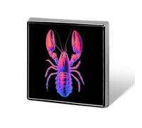 Lobster Glowing Square Badge Pin Metal Memorial Brooch Button Lapel Pins for Backpack Wedding