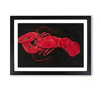 Lobster On Black by Marsden Hartley Framed Print | A2 Black Framed Wall Art | Ready to Hang | Modern Animal Picture | Living Room Bedroom Lounge Office