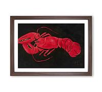 Lobster On Black by Marsden Hartley Framed Print | A2 Walnut Framed Wall Art | Ready to Hang | Modern Animal Picture | Living Room Bedroom Lounge Office