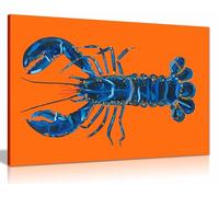 Lobster On Orange Framed Canvas Print, Pictures for Home Walls, Bedroom, Living Room & Bathroom Decor 76x51cm (30x20in)