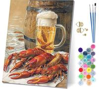 Lobster Paint by Numbers for Adults, Beer Painting by Numbers for Adults Kits On Canvas, Easy DIY Acrylic Pigment Drawing Paintwork, Hobbies for Women, for Home Wall Decor Gifts 20x26 inch P-2917