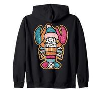 Lobster Patchwork Winter Hat Fun Design Zip Hoodie