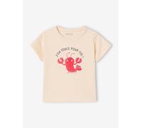 Lobster Print T-Shirt, Press Studs on the Shoulder, for Baby Boys vanilla