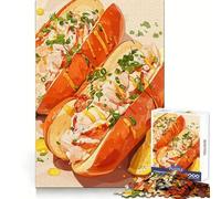 Lobster Rolls with Lemon Illustration for Adults 1000 Piece Jigsaw Puzzle Memory Boost Leisure Activity Clean Edges Great Gift size 38x52cm