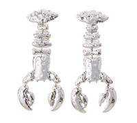 Lobster Silver Dangle Earrings - Fashion Jewelry Rhinestone Earring Hook Silver Jewelry, Zinc Alloy Fish Hook Earrings, Cute Earrings Perfect Summer Accessories for Women