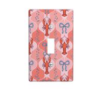 Lobster Single Light Switch Cover Plate, Coastal Playful Bow Bubble Summer Coral Plastic Standard Size Switch Plate Decorative for Home Living Room Bedroom Bathroom Decor (Single)