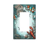 Lobster Single Rocker Light Switch Cover, Coastal Nautical Buoy Coastal Gull Summer Red Plastic Standard Size Switch Plate Decorative for Living Room Bedroom Home Office Decor