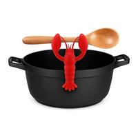 Lobster Spoon Holder, Silicone Pot Pan Holder Heat Resistance Spatula Bracket Strong Clip Anti-Overspill Kitchen Utensil Rest Funny Gift for Chef Cooking Lovers (Red)