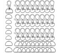 Lobster Swivel Clasps, 50 Pieces Swivel Clasps Snap Hooks and Metal D Ring Detachable Keychains for Lanyard Bag Buckle Straps Belt Backpack Sewing DIY Accessories