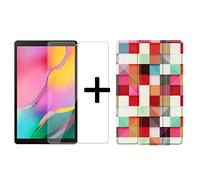 Lobwerk 2-in-1 Protective Set for Galaxy Tab A 10.1 Inch SM-T510 SM-T515 Smart Case with Auto Sleep/Wake Function and Protective Glass white 07