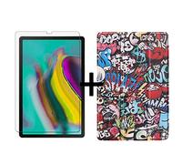 Lobwerk 2-in-1 Protective Set for Galaxy Tab S5e 10.5 Inch SM-T720 SM-T725 Smart Case with Auto Sleep/Wake Function and Protective Glass red 02