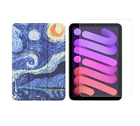 Lobwerk 2-in-1 Set for Apple iPad Mini 6 2021 8.3 Inch Tablet with Protective Case + Protective Glass with Auto Sleep/Wake Case