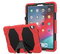 Lobwerk 3-in-1 Case for Apple iPad Pro 11 (2018) 11 Inch Outdoor Cover with Screen Protector and Stand red red