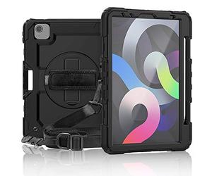 Lobwerk 4-in-1 Case with Carry Strap for Apple iPad Pro 11 2020 Air 4 10.9 2020 Outdoor Cover Protection + Stand Black