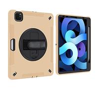 Lobwerk 4-in-1 Protective Case for Apple iPad Air 4 4th Generation A2072/A2316/A2324/A2325 10.9 Inch Hard Case with Stand Function and Handle in Gold