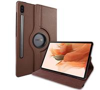 Lobwerk Case for Samsung Tab S7+ Plus Tab S T970 T975 S7 FE SM-T730 Smart Cover Case with Stand Function and Auto Sleep/Wake Function Brown