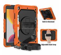 Lobwerk 4-in-1 Case for Apple iPad (7th Generation) 2019 10.2 Inch Outdoor Cover with Screen Protector Hand Strap Shoulder Strap Orange