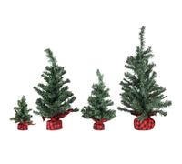 lobyipk 4 Pcs Artificial Mini Christmas Tree Red Black Buffalo Plaid Decor | Tabletop Small Christmas Tree Farmhouse Holiday Xmas Trees for Table Top Home Party Indoor Outdoor Decoration Gifts