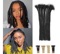 Loc 1/4 Inch 100% Real Dreadlock Hair Extensions Full Head Handmade Permanent Dreadlock Extension for Men Women 8 Inch 10 Strands 1B