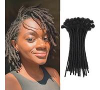 Loc Extension Human Hair 0.4cm Width 6inch 40 Strands 100% FUll Handmade Permanent Dreadlock Extension Human Hair for Women/Men/Kids Can Be Dyed Bleached Curled (Width 0.4cm Natual Black)