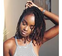 Loc Extension Human Hair 0.6cm Width 8 Inch 20 Strands Natural Black Full Handmade Permanent Locs Can Be Dyed and Bleached for Women Men Kids Dreadlock Extensions Real Human Hair