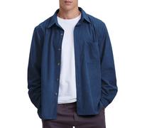 Locachy Men's Casual Corduroy Shirt Loose Button Down Corduroy Shacket Jacket, Navy, M
