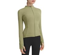 Locachy Women's Slim Fit Full Zip Athletic Running Sports Workout Jacket with Thumb Holes, Style 01 Green, M
