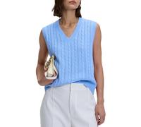 Locachy Women's Vintage Loose V Neck Sleeveless Cable Knit Preppy Style Pullover Sweater Vest, Sky Blue, XL