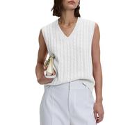 Locachy Women's Vintage Loose V Neck Sleeveless Cable Knit Preppy Style Pullover Sweater Vest, White, XS