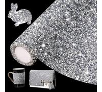Locacrystal Bling Rhinestone Sticker DIY Home Decor Stickers Self-Adhesive Crystal Sheet Stickers for Cars & Crafts Decoration(Sliver,9.4" x 15.8")